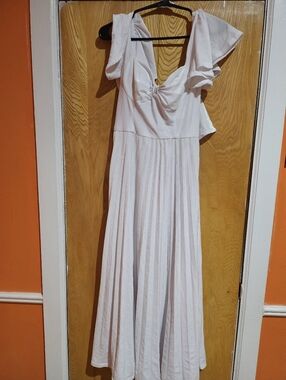 White Flutter Sleeve Maxi Dress - Elegant Summer Style